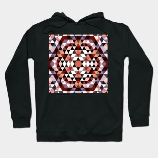 Brown, White and Blue Triangles Mosaic Mandala Hoodie